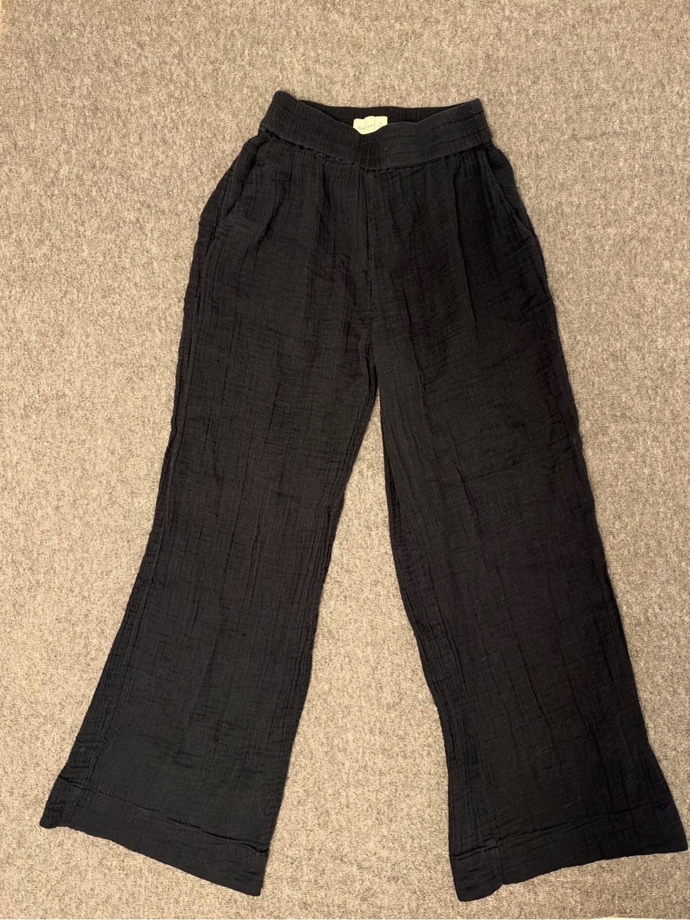 Abercrombie Black Cotton Gauze Wide Leg Pants S